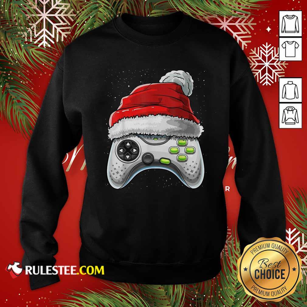 Happy Video Game Controller Santa Hat Christmas Shirt
