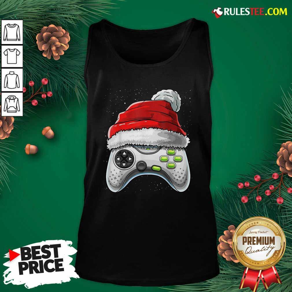 Happy Video Game Controller Santa Hat Christmas Shirt