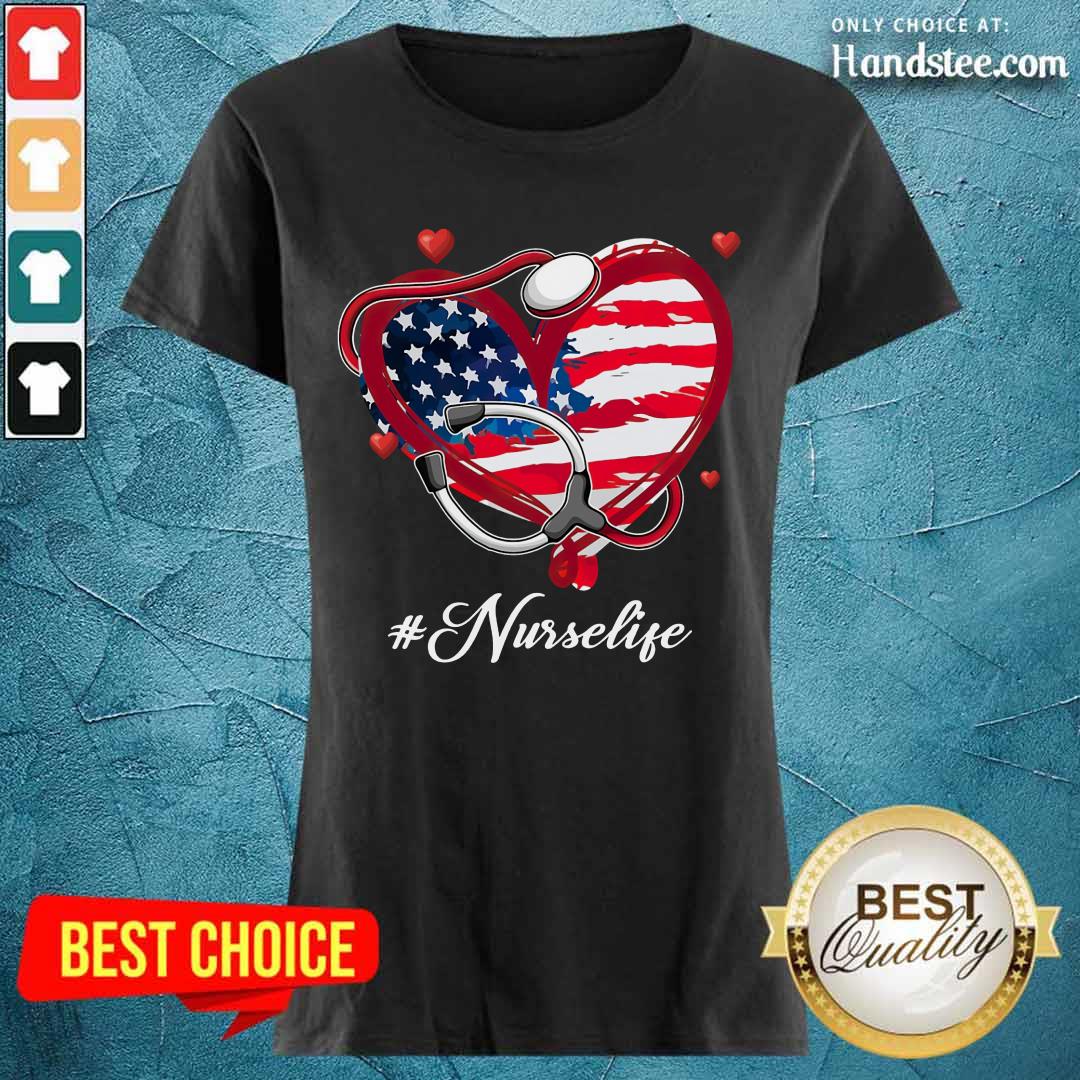 Heart American Flag Nurse Life Shirt