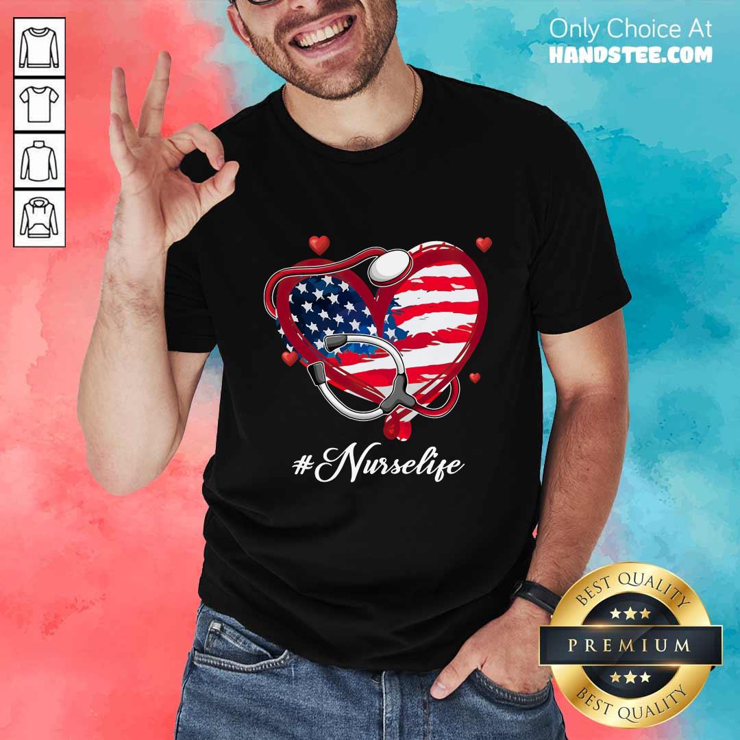 Heart American Flag Nurse Life Shirt
