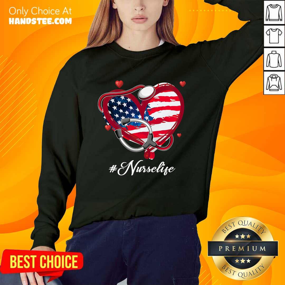 Heart American Flag Nurse Life Shirt