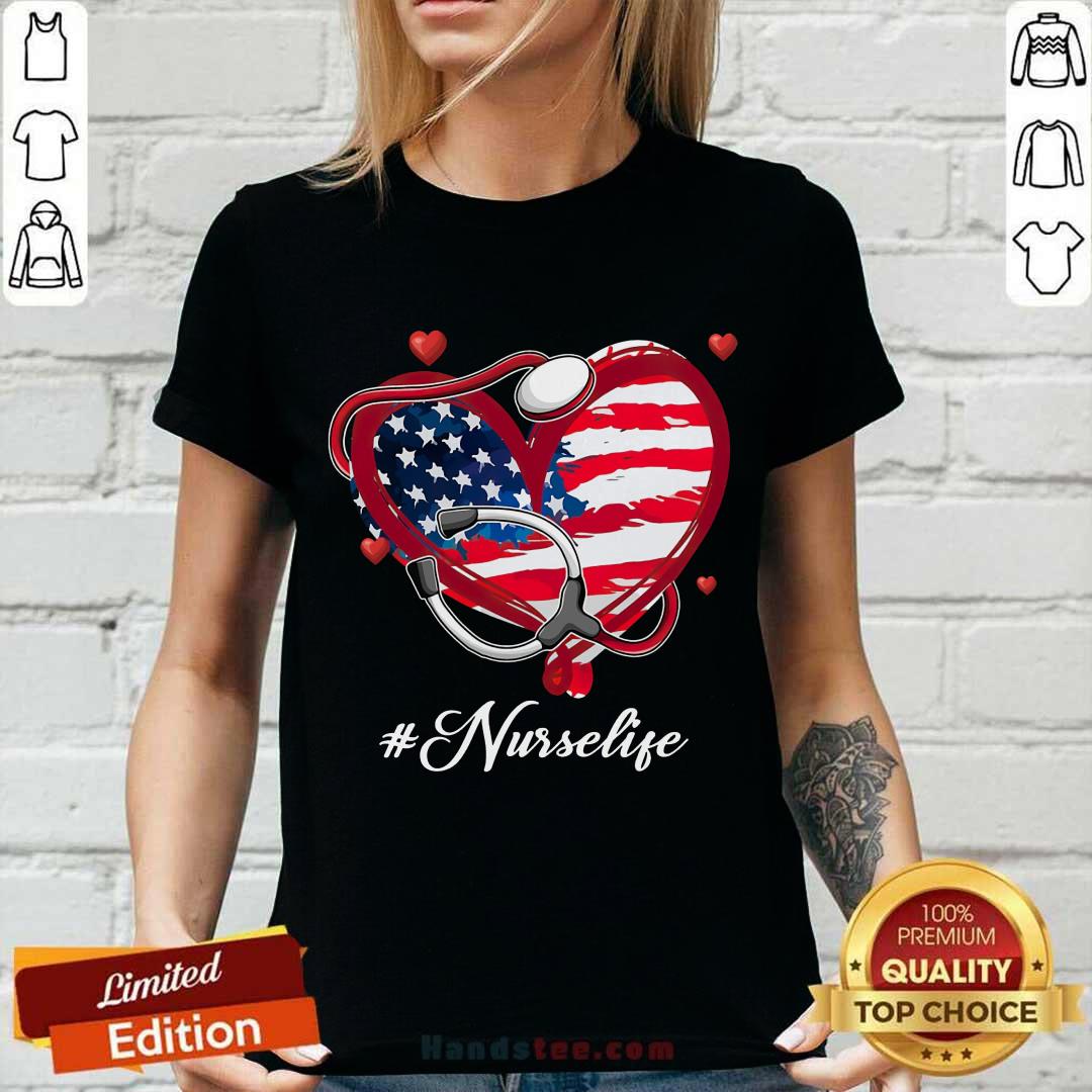 Heart American Flag Nurse Life Shirt