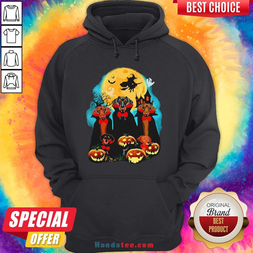 Dachshund Dracula Pumpkin Moonlight Happy Halloween Shirt