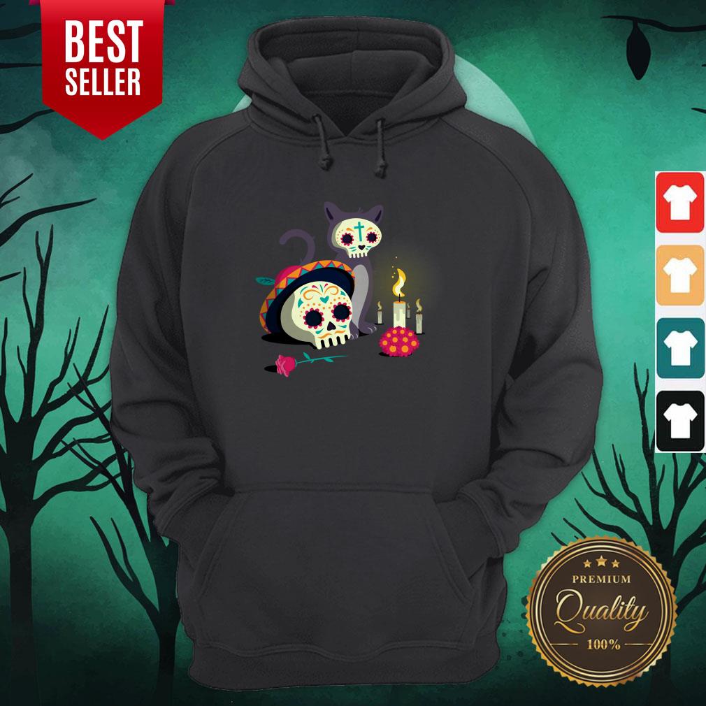 Cat With Sugar Skull Happy Dia De Muertos Day Of Dead Shirt