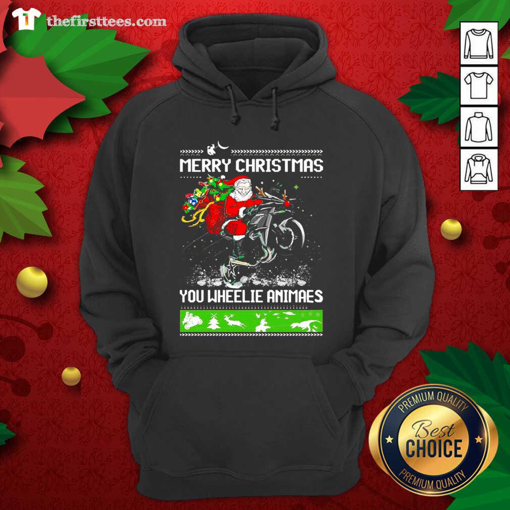 Lovely Santa Claus Motorcycle Merry Christmas You Wheelie Animals Shirt