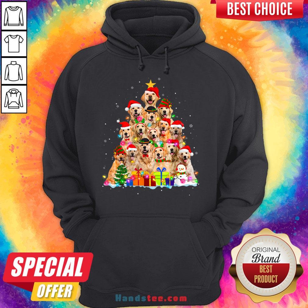 Hot Christmas Pajama Golden Retrievers Tree Xmas Gift Dog Lover Shirt