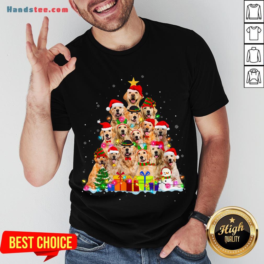 Hot Christmas Pajama Golden Retrievers Tree Xmas Gift Dog Lover Shirt