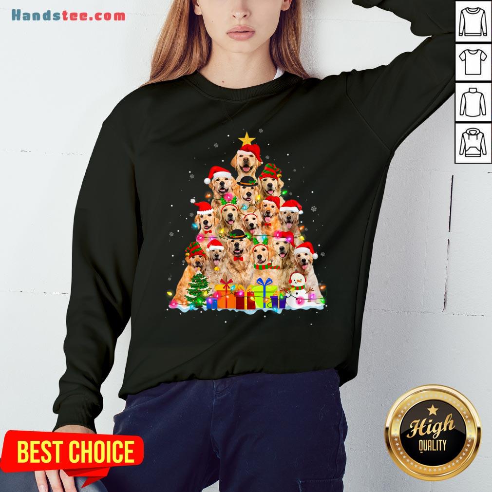 Hot Christmas Pajama Golden Retrievers Tree Xmas Gift Dog Lover Shirt