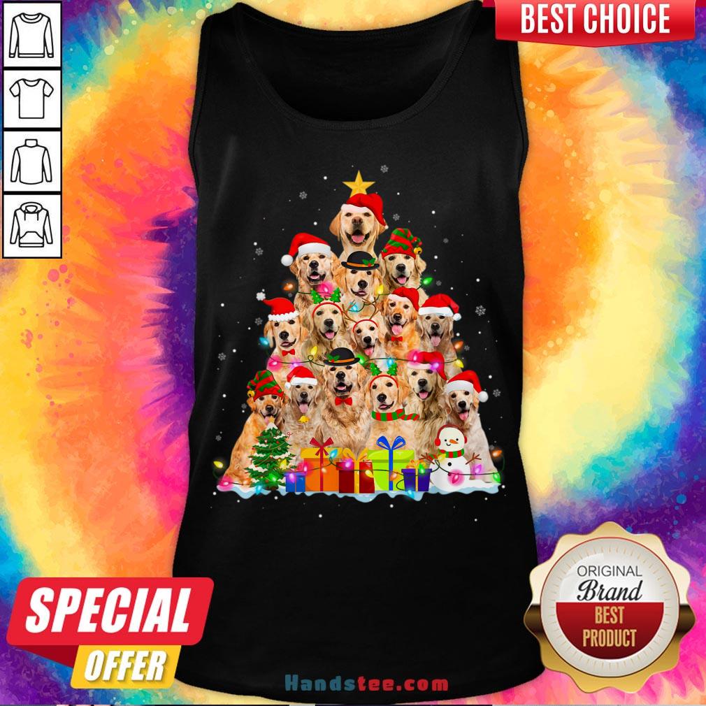 Hot Christmas Pajama Golden Retrievers Tree Xmas Gift Dog Lover Shirt