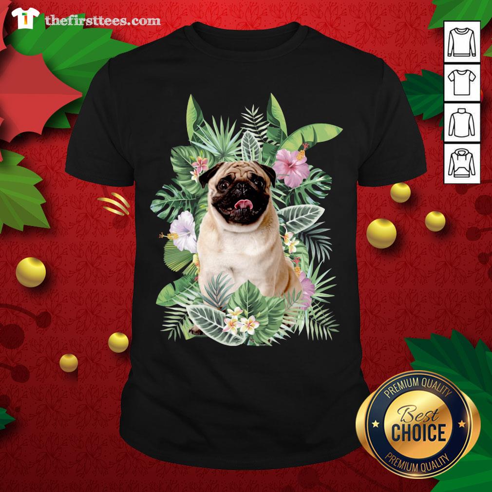 Lovely Pug White Flower Shirt
