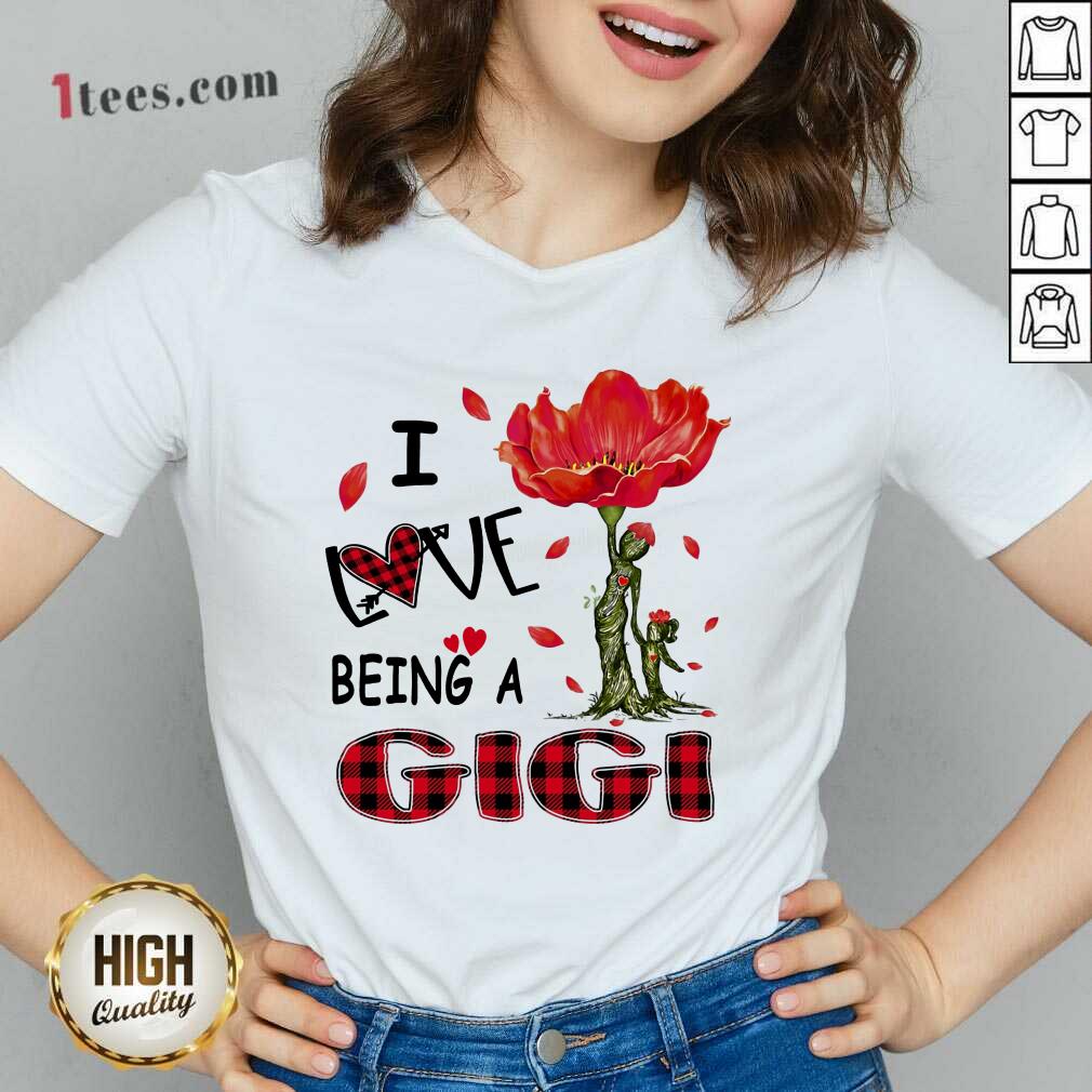 I Love Being A Gigi Red Flower Shirt