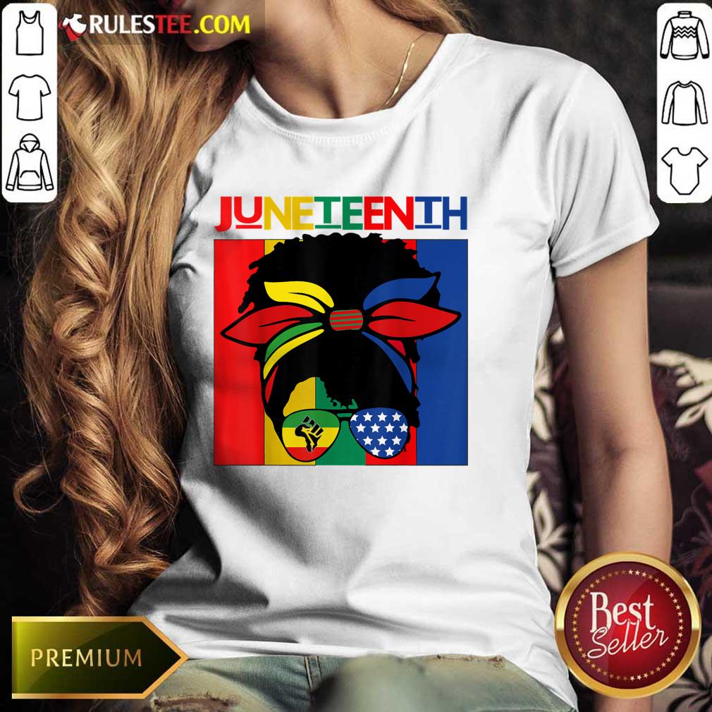 Juneteenth Independence Day 4th Of July Black Women Messy Bun Shirt