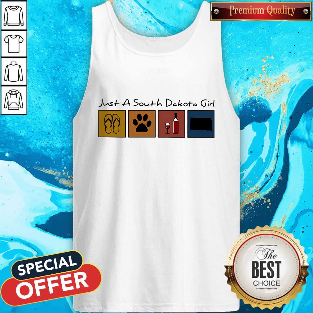 Just A South Dakota Girl Flip Flop Dog Wine South Dakota Map Shirt