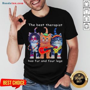 Top Three Cats Guitar The Best Therapist Has Fur And Four Legs Shirt