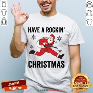 Funny Santa Playing Guitar Have A Rockin Christmas Sweaters Shirt