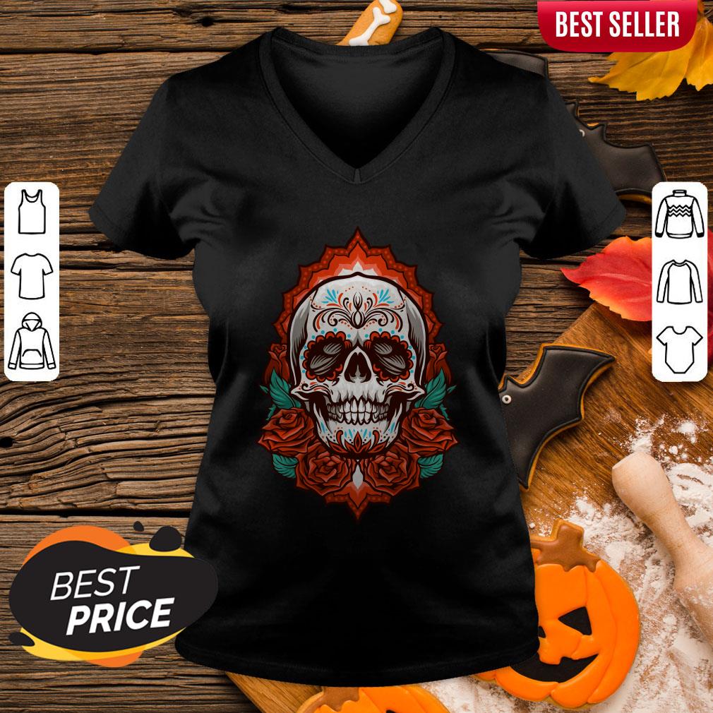 Sugar Skull With Roses Day Of The Dead Shirt