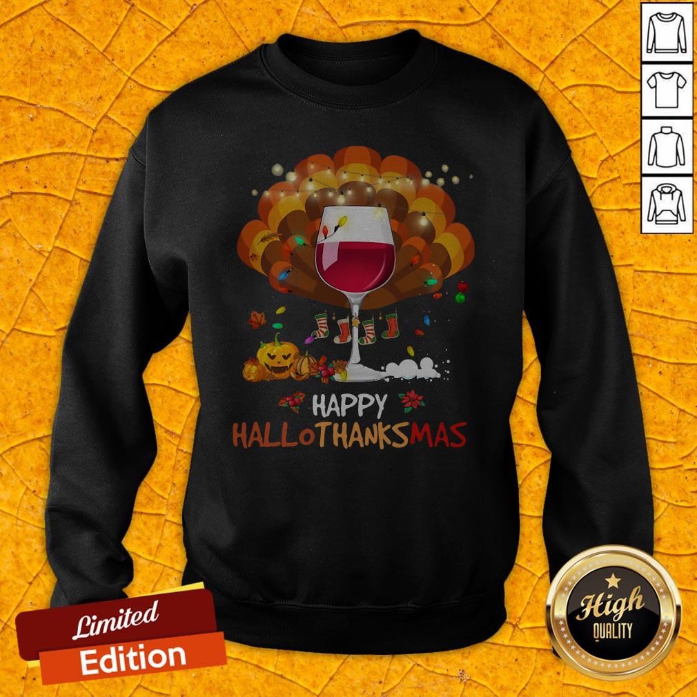 Pretty Wine Happy Hallothanksmas Halloween Shirt