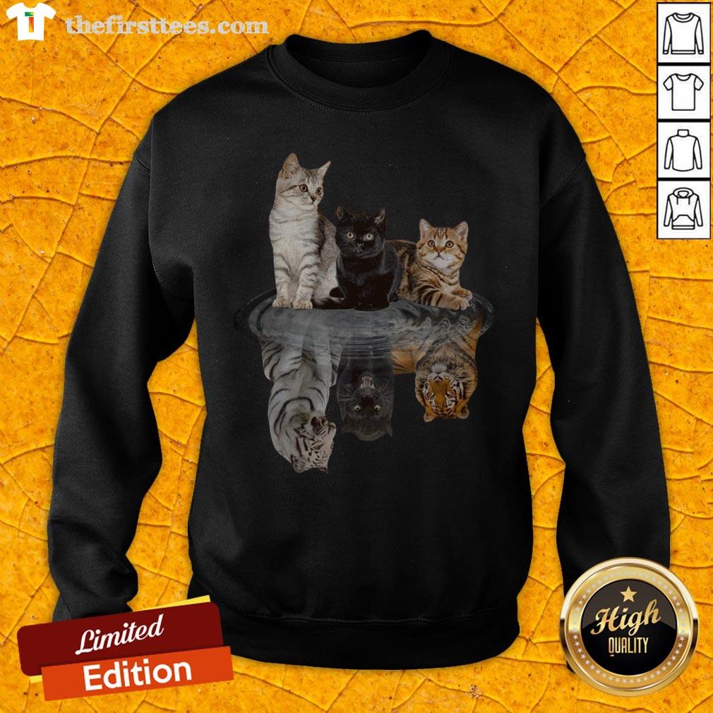 Awesome The Cats Water Mirror Reflection Tigers Shirt