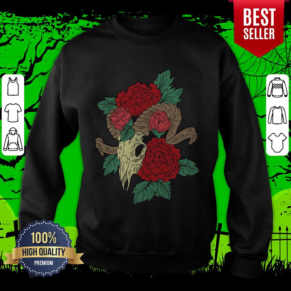 Lamb Skull With Flower Day Of The Dead Muertos Shirt