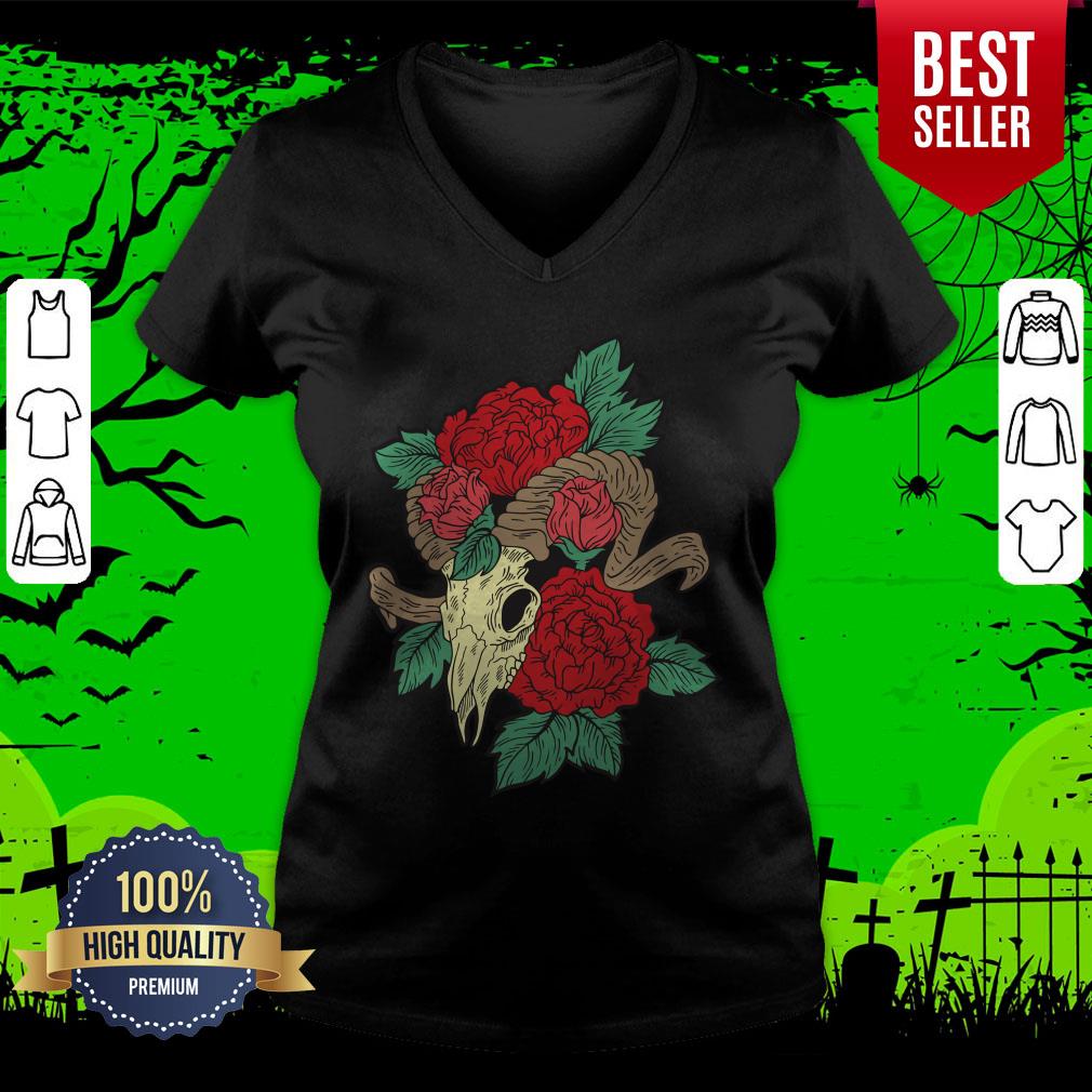 Lamb Skull With Flower Day Of The Dead Muertos Shirt