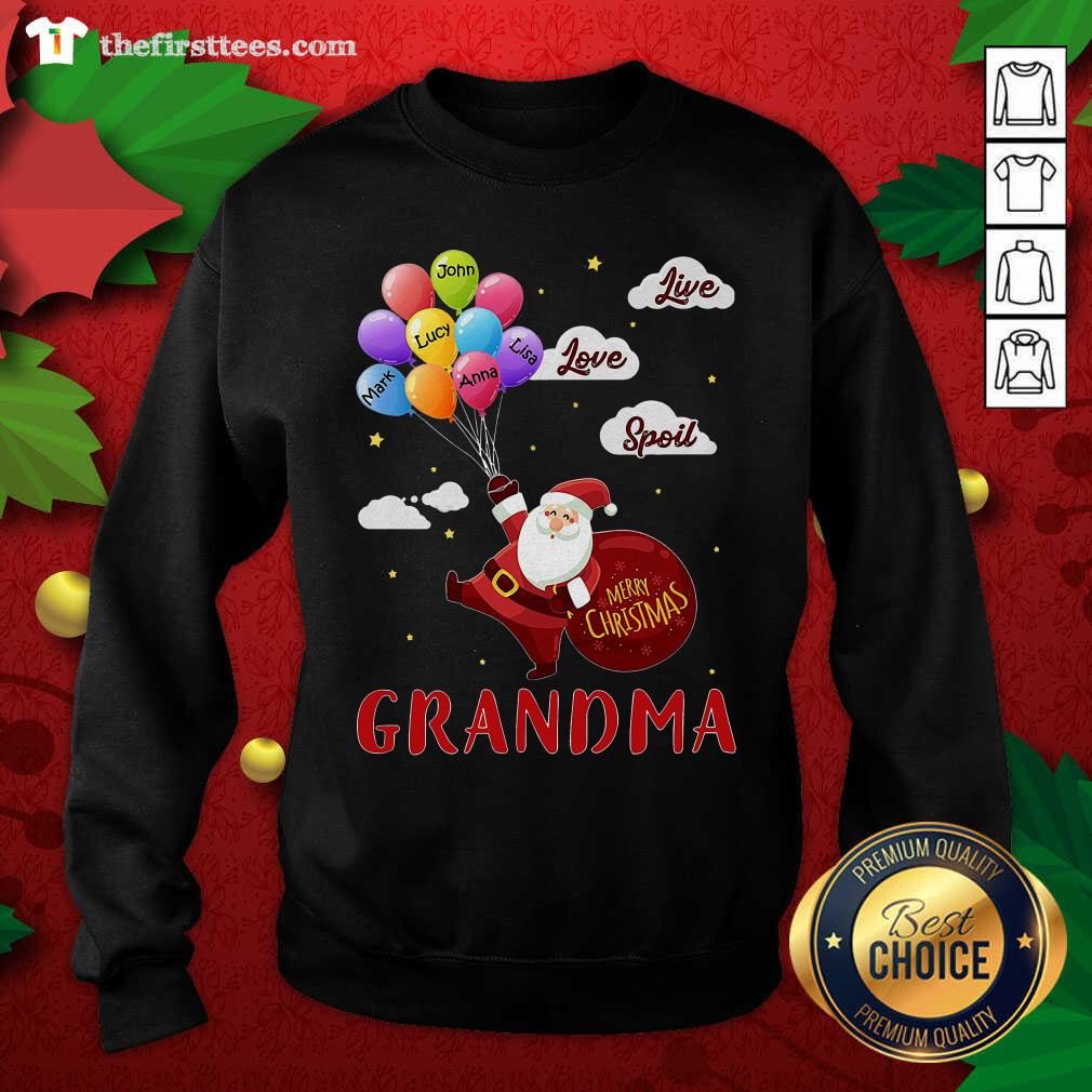 Lovely Santa Claus Merry Christmas Grandma Live Love Spoil Shirt