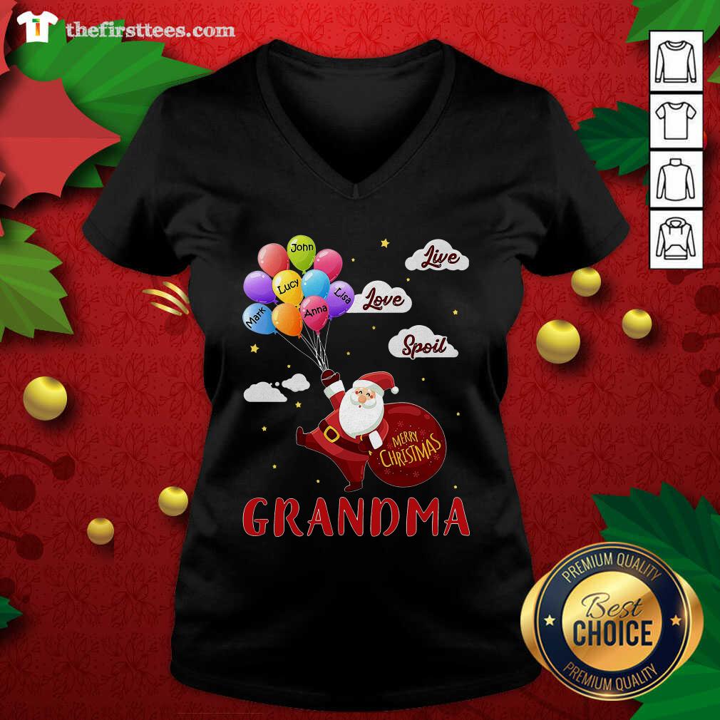 Lovely Santa Claus Merry Christmas Grandma Live Love Spoil Shirt