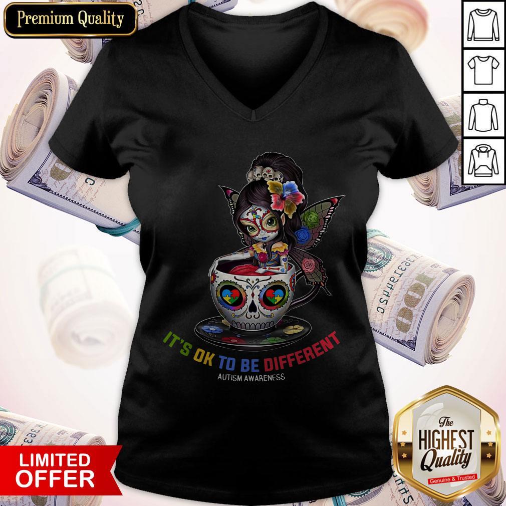 Sugar Skull Fairy Figurine It's Ok To Be Different Autism Awareness Shirt