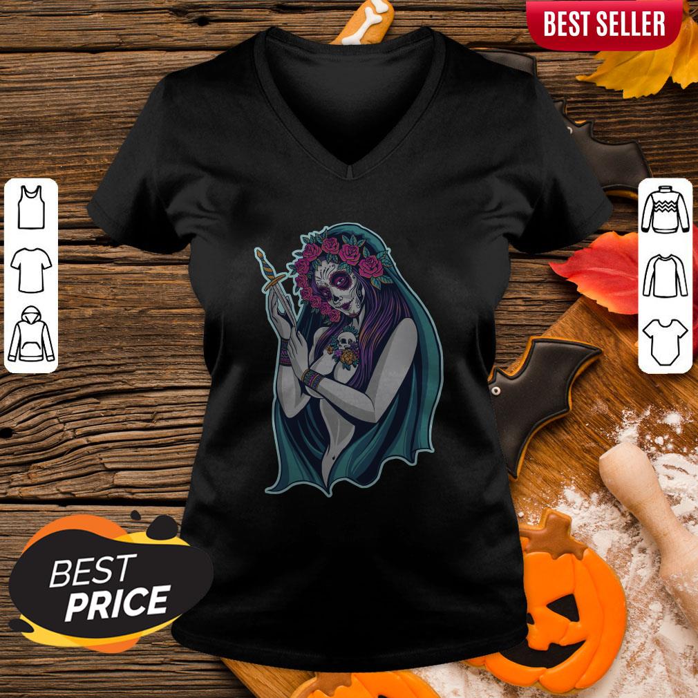 Sugar Skull Makeup Girl Day Of The Dead Dia De Muertos Shirt