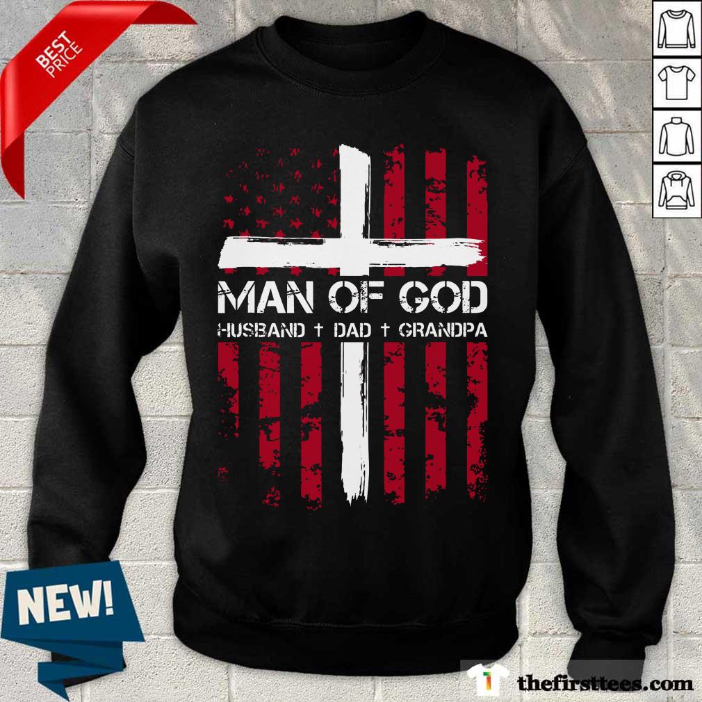 Man Of God Husband Dad Grandpa Flag Shirt