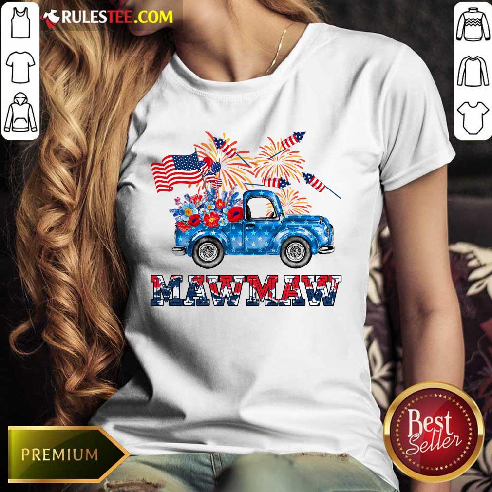 Mawmaw Flower Pickup Truck American Flag 4th Of July Shirt