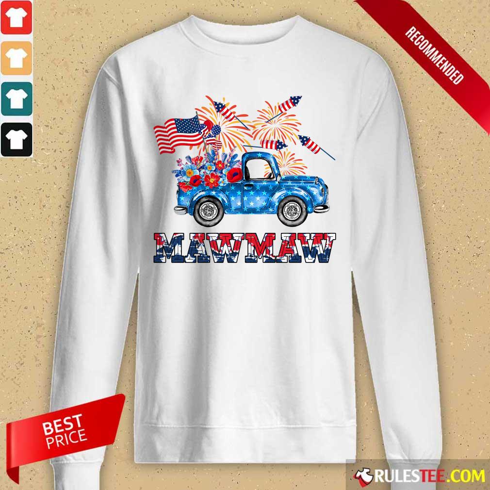 Mawmaw Flower Pickup Truck American Flag 4th Of July Shirt
