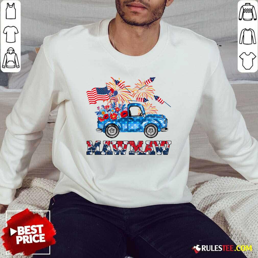 Mawmaw Flower Pickup Truck American Flag 4th Of July Shirt