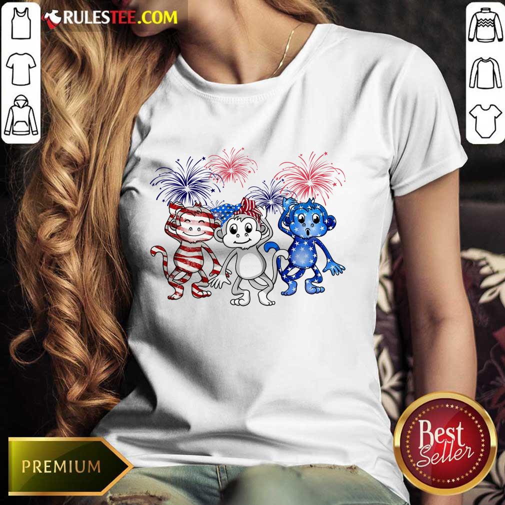 Monkey Firework American Flag Shirt