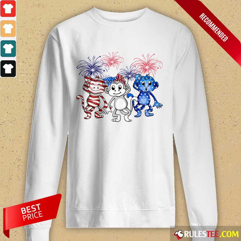 Monkey Firework American Flag Shirt