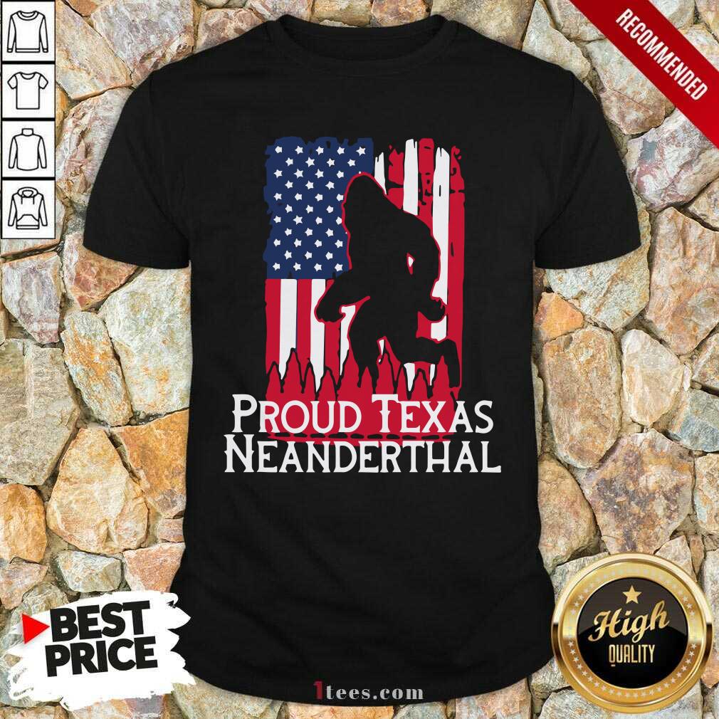 New Bigfoot Proud Texas Neanderthal American Flag Shirt