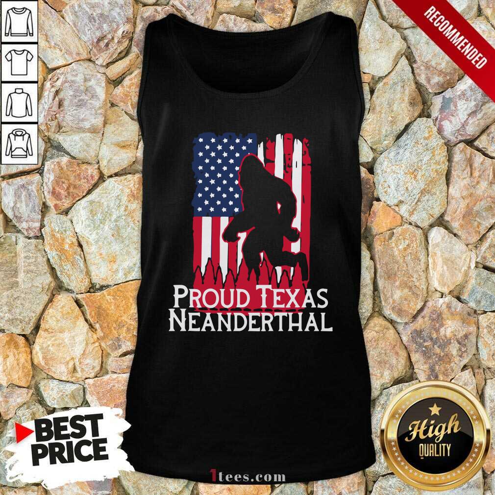 New Bigfoot Proud Texas Neanderthal American Flag Shirt