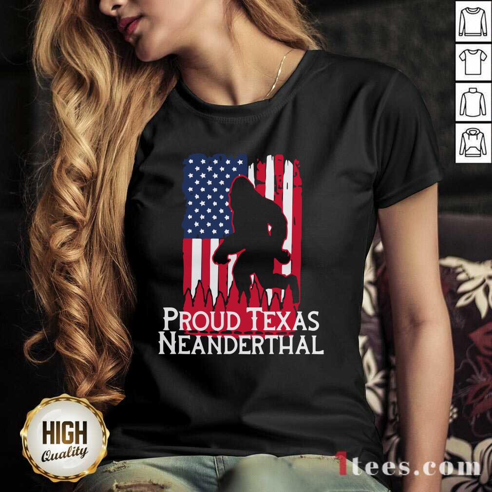 New Bigfoot Proud Texas Neanderthal American Flag Shirt
