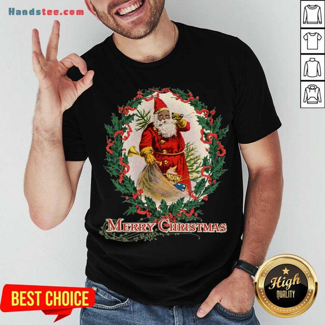 Nice African American Santa Claus Antique Vintage Merry Christmas Shirt