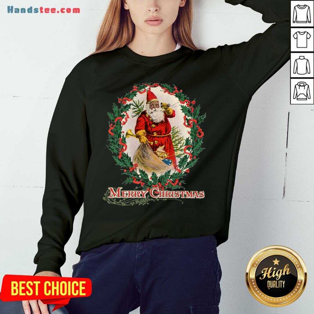 Nice African American Santa Claus Antique Vintage Merry Christmas Shirt