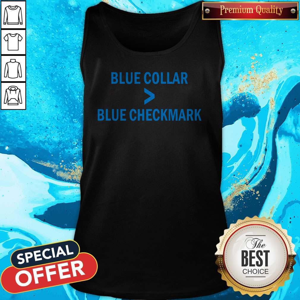 Nice Blue Collar Blue Checkmark Shirt