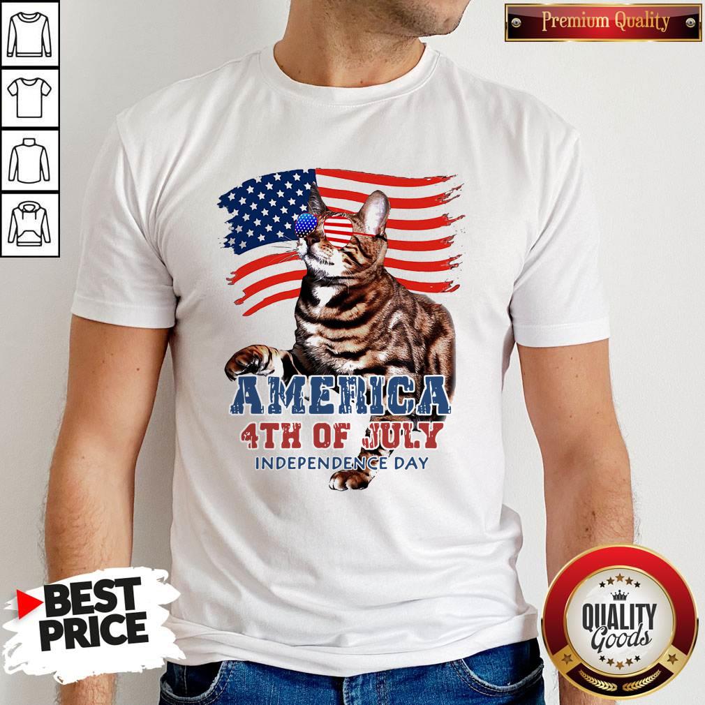 NICE CAT AMERICAN 4TH OF JULY FLAG VETERAN INDEPENDENCE DAY SHIRT