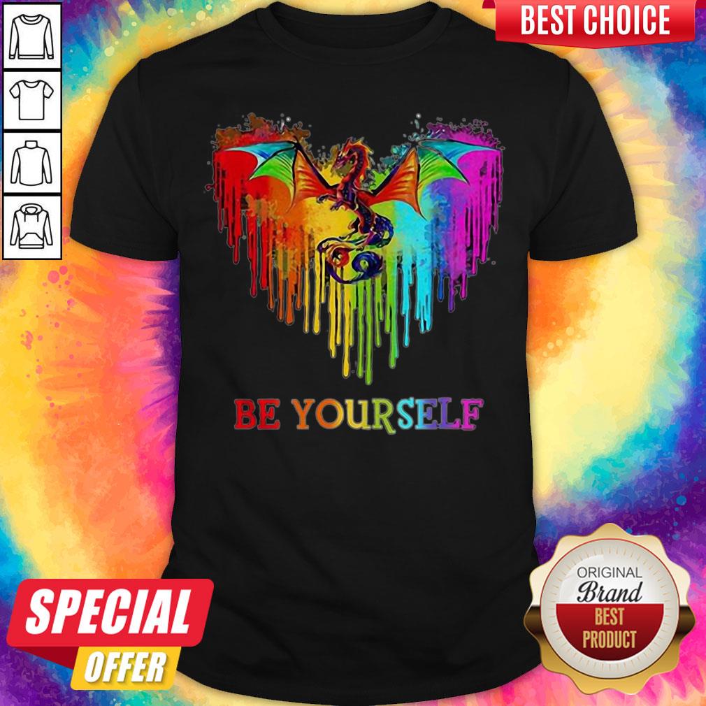 Nice Dragon Heart Watercolor Be Yourself LGBT Shirt