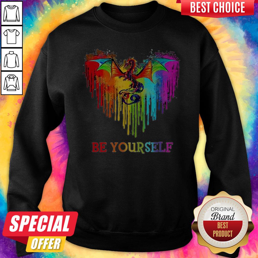 Nice Dragon Heart Watercolor Be Yourself LGBT Shirt