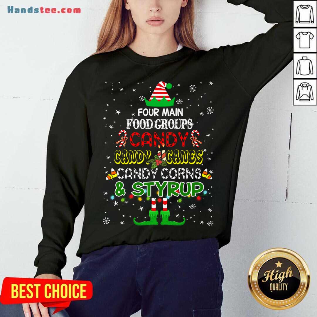 Nice Four Main Food Groups Sweatmeat Lover Elf Christmas Holiday Shirt