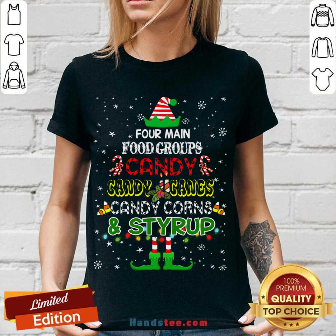Nice Four Main Food Groups Sweatmeat Lover Elf Christmas Holiday Shirt