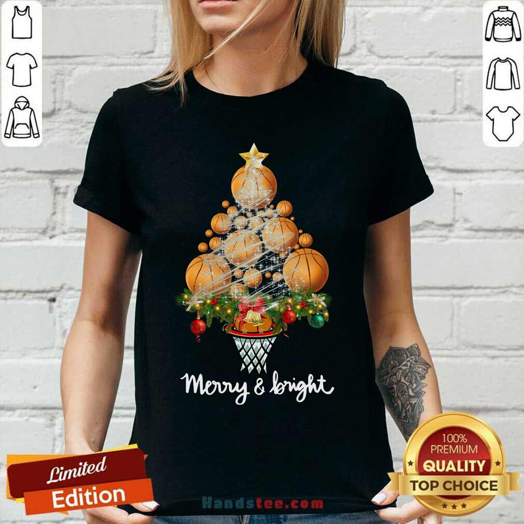 Nice Good Volleyball Merry And Bright Christmas Tree Shirt