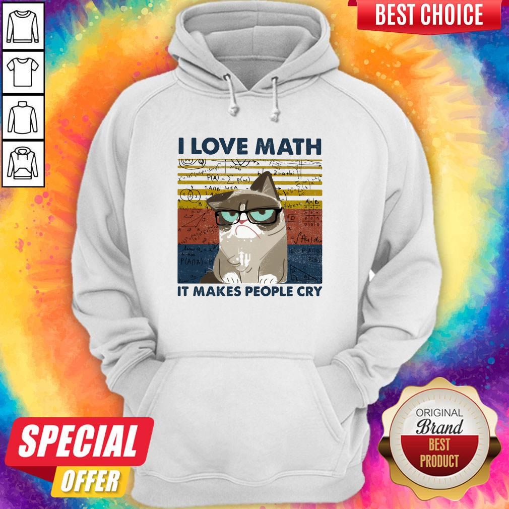 Nice I Love Math It Makes People Cry Cat Vintage Retro Shirt
