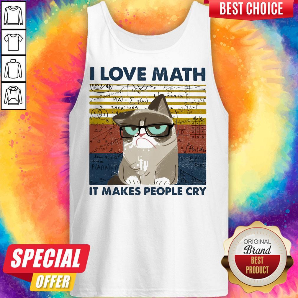 Nice I Love Math It Makes People Cry Cat Vintage Retro Shirt