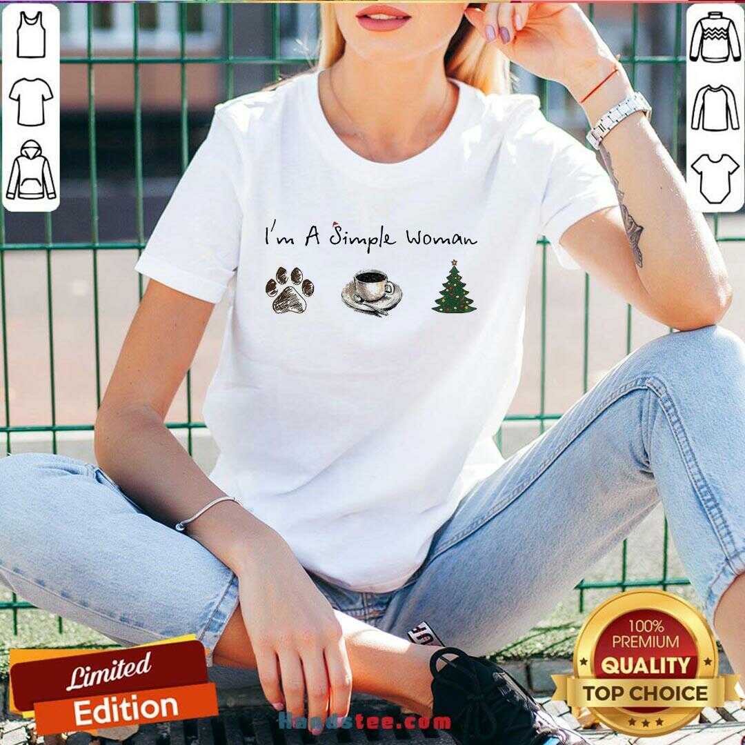 Nice I’m A Simple Woman Dog Paw Coffee And Tree Christmas Shirt