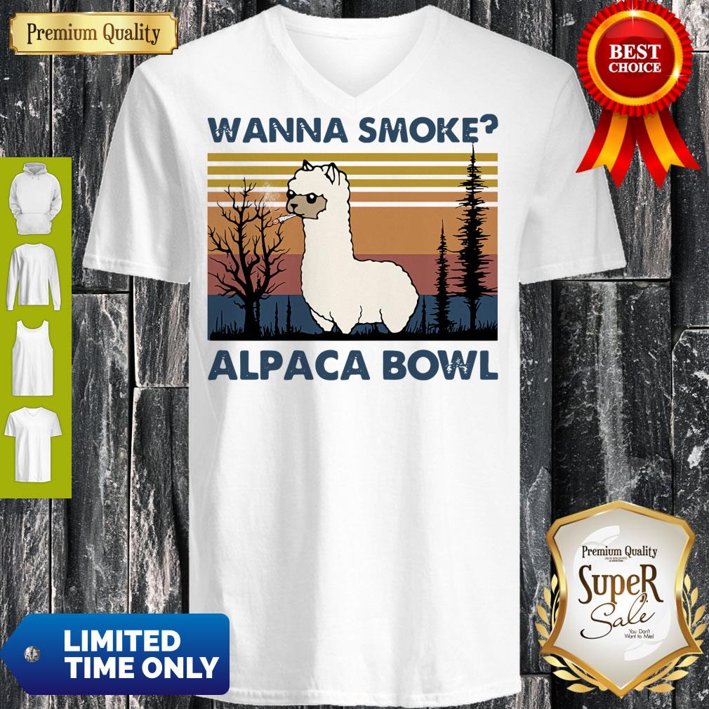 Nice Llama Wanna Smoke Alpaca Bowl Vintage Shirt